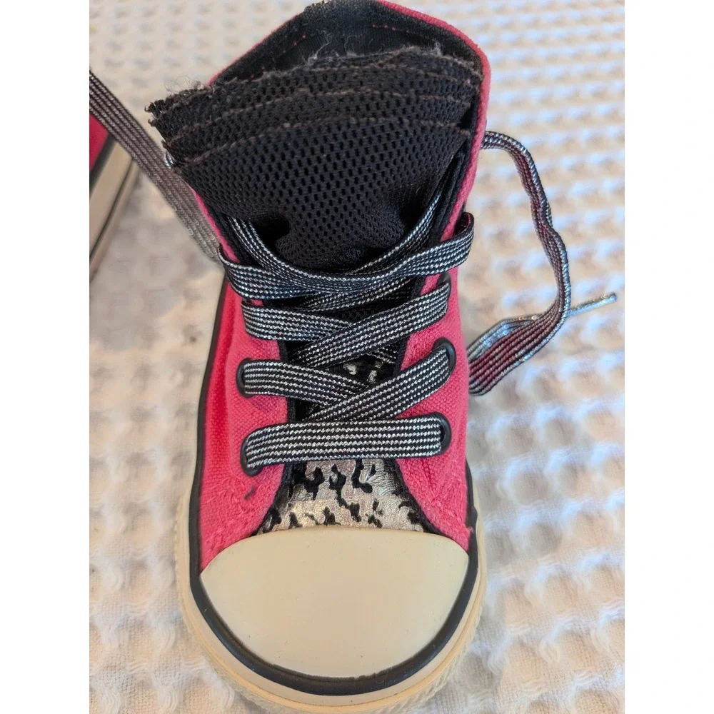 Converse All Star Party Toddler Size 5 Pink Double Tongue Ruffle High Top - Picture 6 of 6
